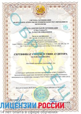 Образец сертификата соответствия аудитора №ST.RU.EXP.00014299-1 Ивантеевка Сертификат ISO 14001
